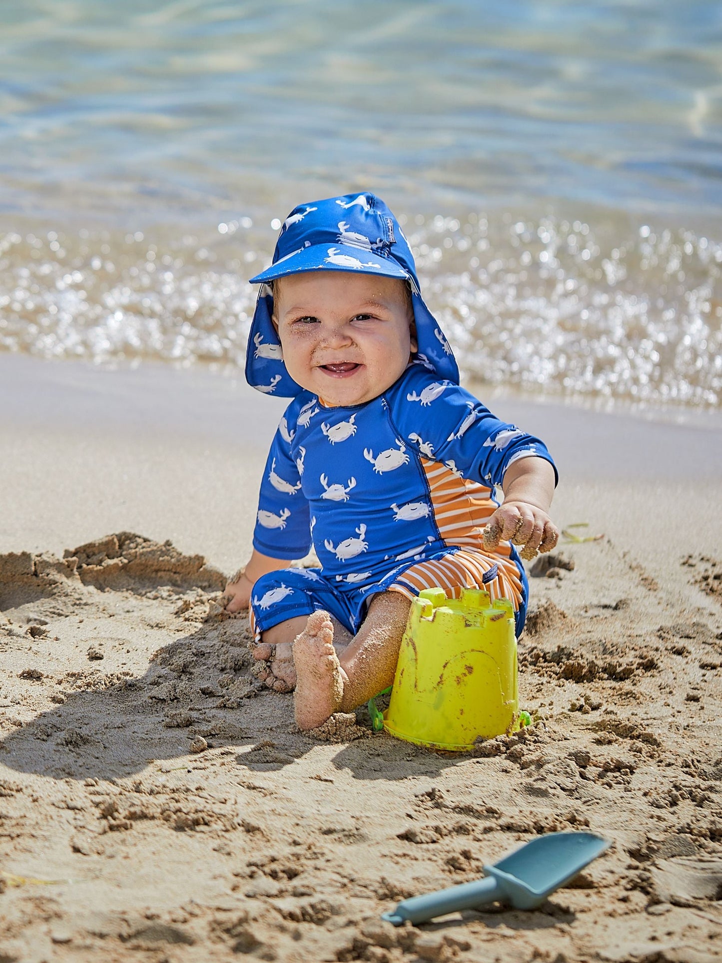 JoJo Maman Bébé Blue Crab UV Sun Protection Swim Hat image 2