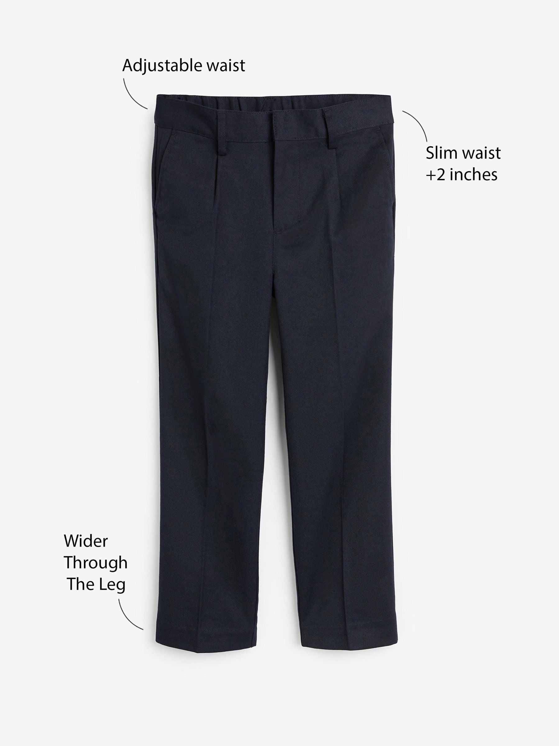 Dsiney Kidz - Navy Plus Waist School Pleat Front Trousers (3-17yrs) image 5