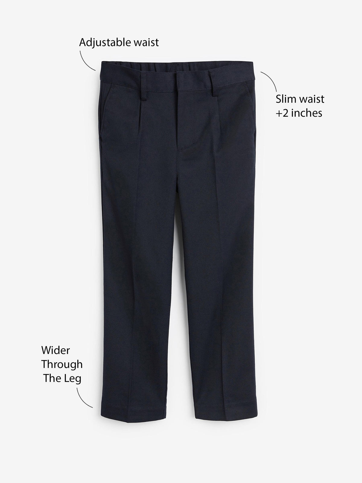 Dsiney Kidz - Navy Plus Waist School Pleat Front Trousers (3-17yrs) image 5
