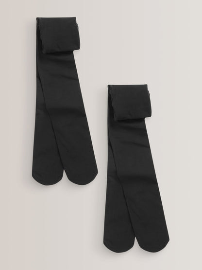 Black Regular Length 2 Pack 40 Denier School Tights image 1