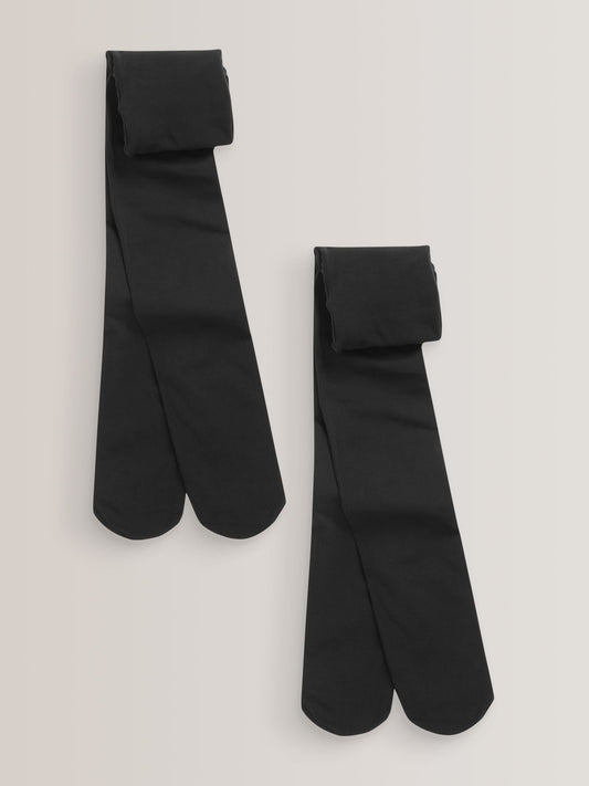 Black Regular Length 2 Pack 40 Denier School Tights image 1