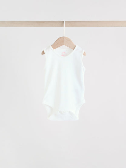 Pink/White 5 Pack Essential Vest Baby Bodysuits image 5