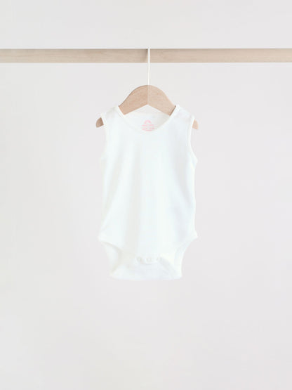 Pink/White 5 Pack Essential Vest Baby Bodysuits image 7