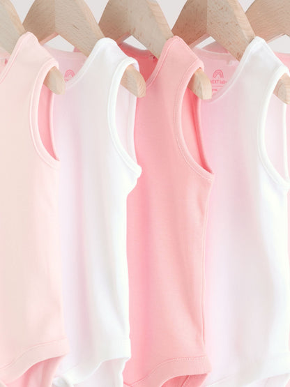 Pink/White 5 Pack Essential Vest Baby Bodysuits image 9