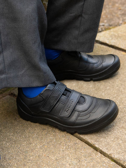 Start Rite Black Leather Rhino Warrior Super Tough Rip-Tape Scuff Protect School Shoes image 1