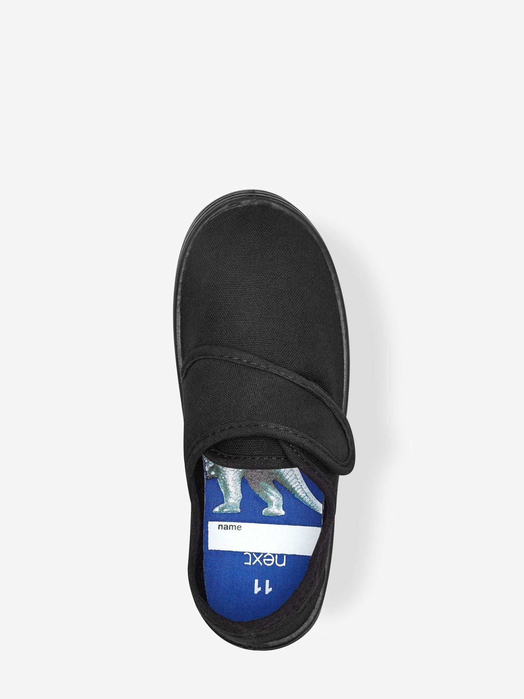 Black Standard Fit (F) Touch Fastening Plimsoll School Shoes image 5