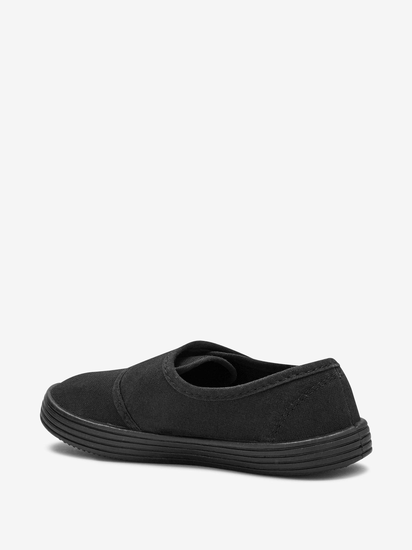 Black Standard Fit (F) Touch Fastening Plimsoll School Shoes image 6