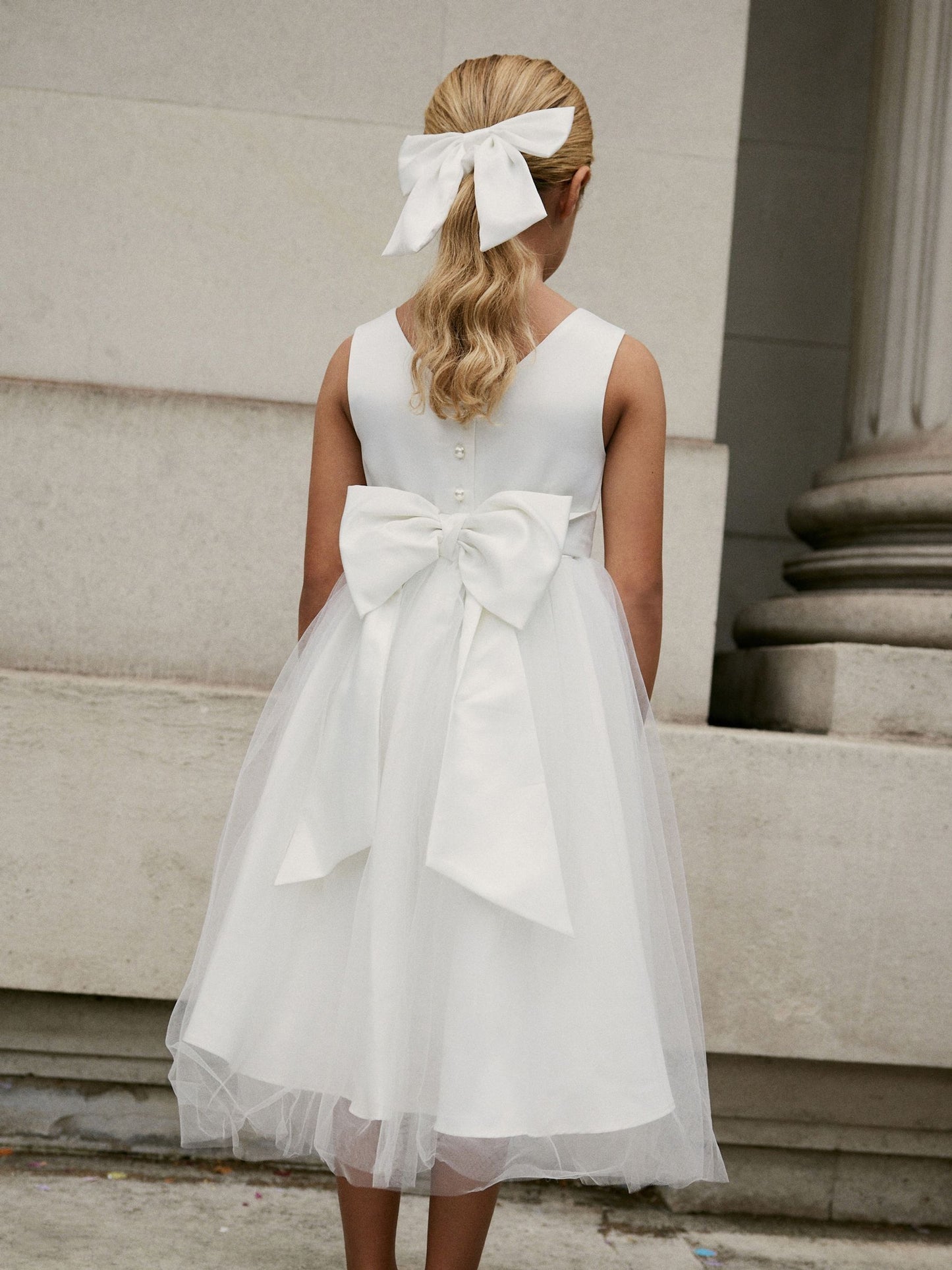 White Flower Girl Bow Dress (3mths-16yrs) image 4