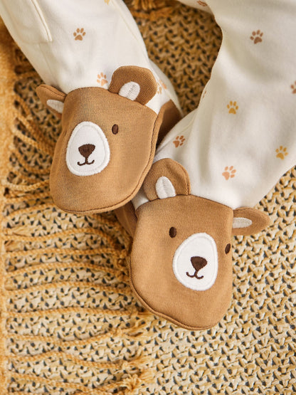 JoJo Maman Bébé Cream Bear Appliqué Zip Cotton Baby Sleepsuit image 4