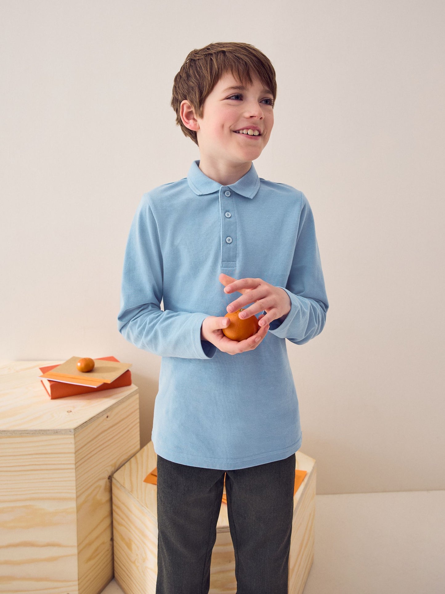 Dsiney Kidz - Blue Long Sleeve School Polo Shirts 2 Pack (3-16yrs) image 2