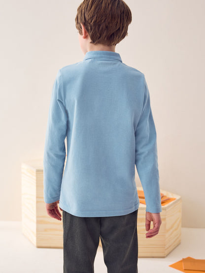 Dsiney Kidz - Blue Long Sleeve School Polo Shirts 2 Pack (3-16yrs) image 5