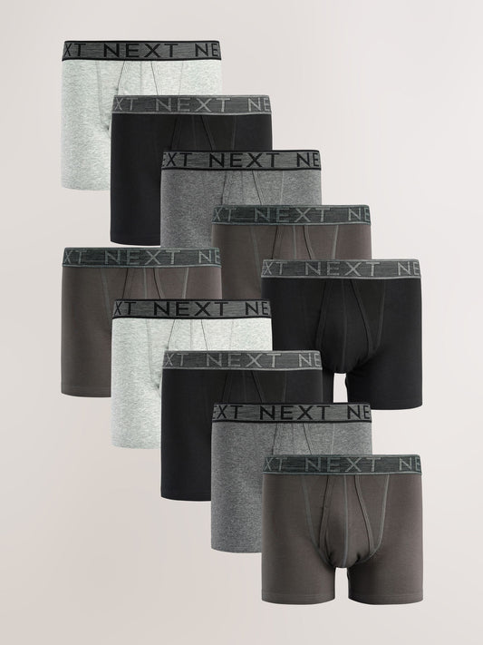 Disney Kidz - Grey 10 pack A-Front Cotton Rich Boxers image 1