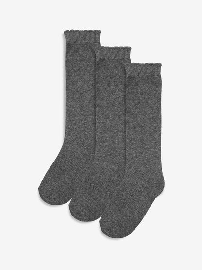 Grey 3 Pack Cotton Rich Knee High Schools Socks image 1