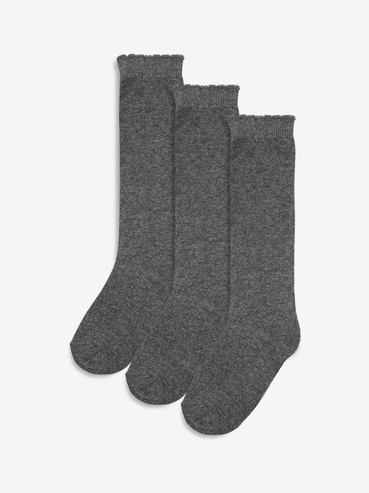 Grey 3 Pack Cotton Rich Knee High Schools Socks image 1