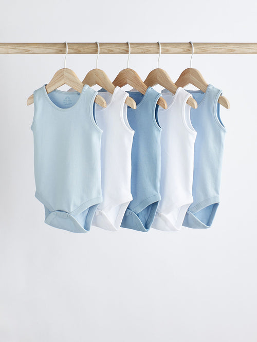 Dsiney Kidz - Blue 5 Pack Baby Vest Bodysuits image 1