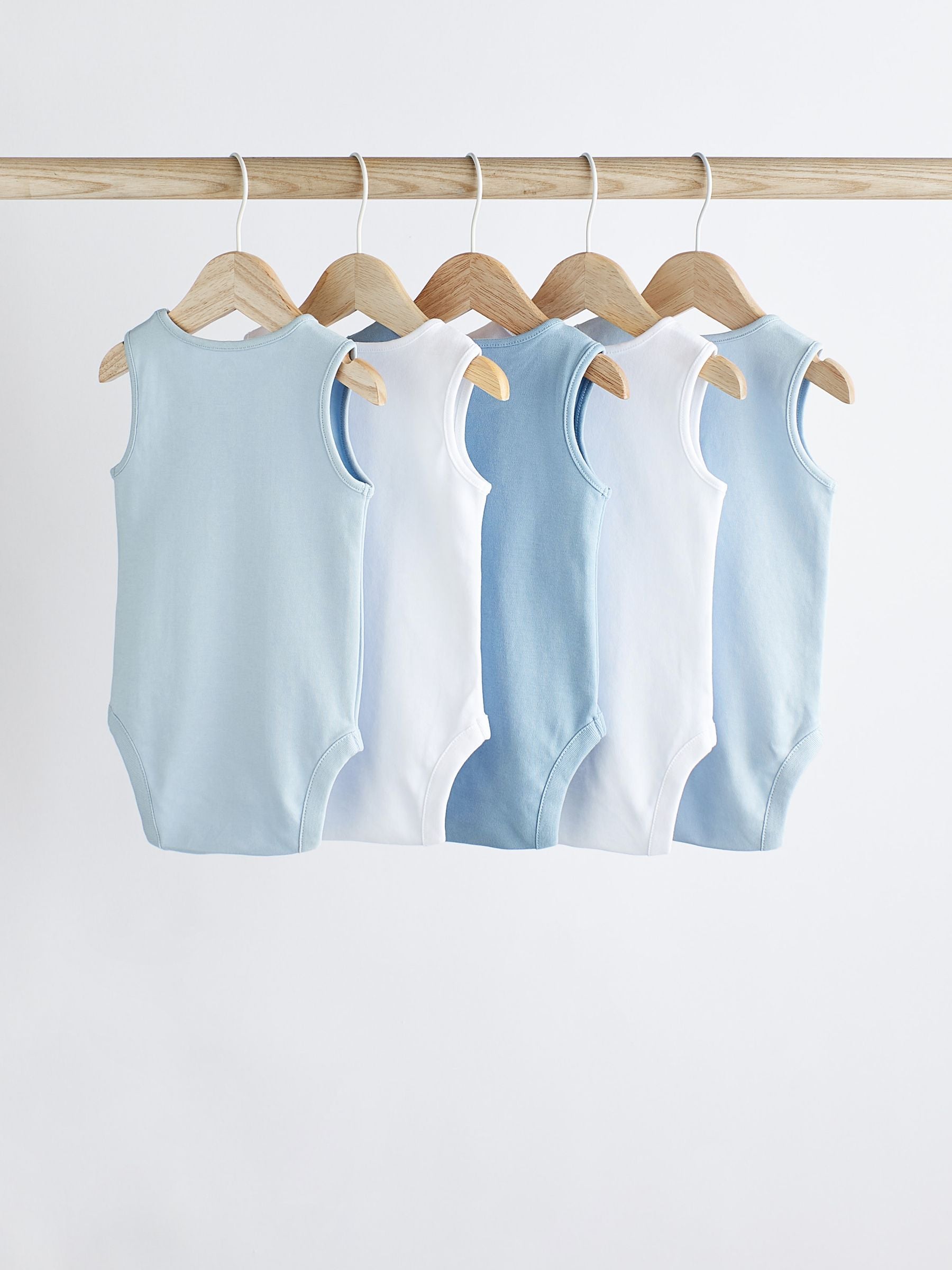 Blue 5 Pack Baby Vest Bodysuits image 2