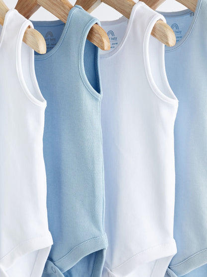 Blue 5 Pack Baby Vest Bodysuits image 3
