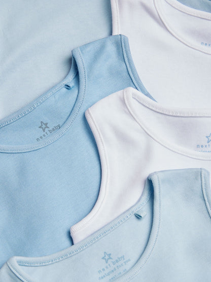 Blue 5 Pack Baby Vest Bodysuits image 4