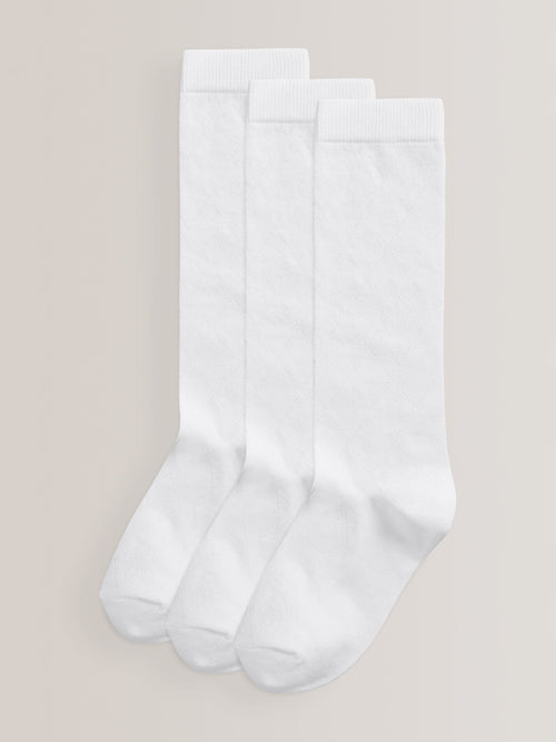 White Diamond 3 Pack Cotton Rich Knee High School Socks image 1