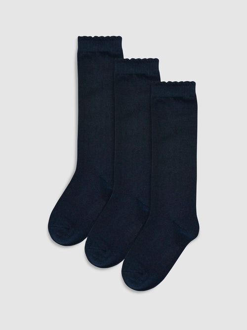 Navy 3 Pack Cotton Rich Knee High Schools Socks image 1