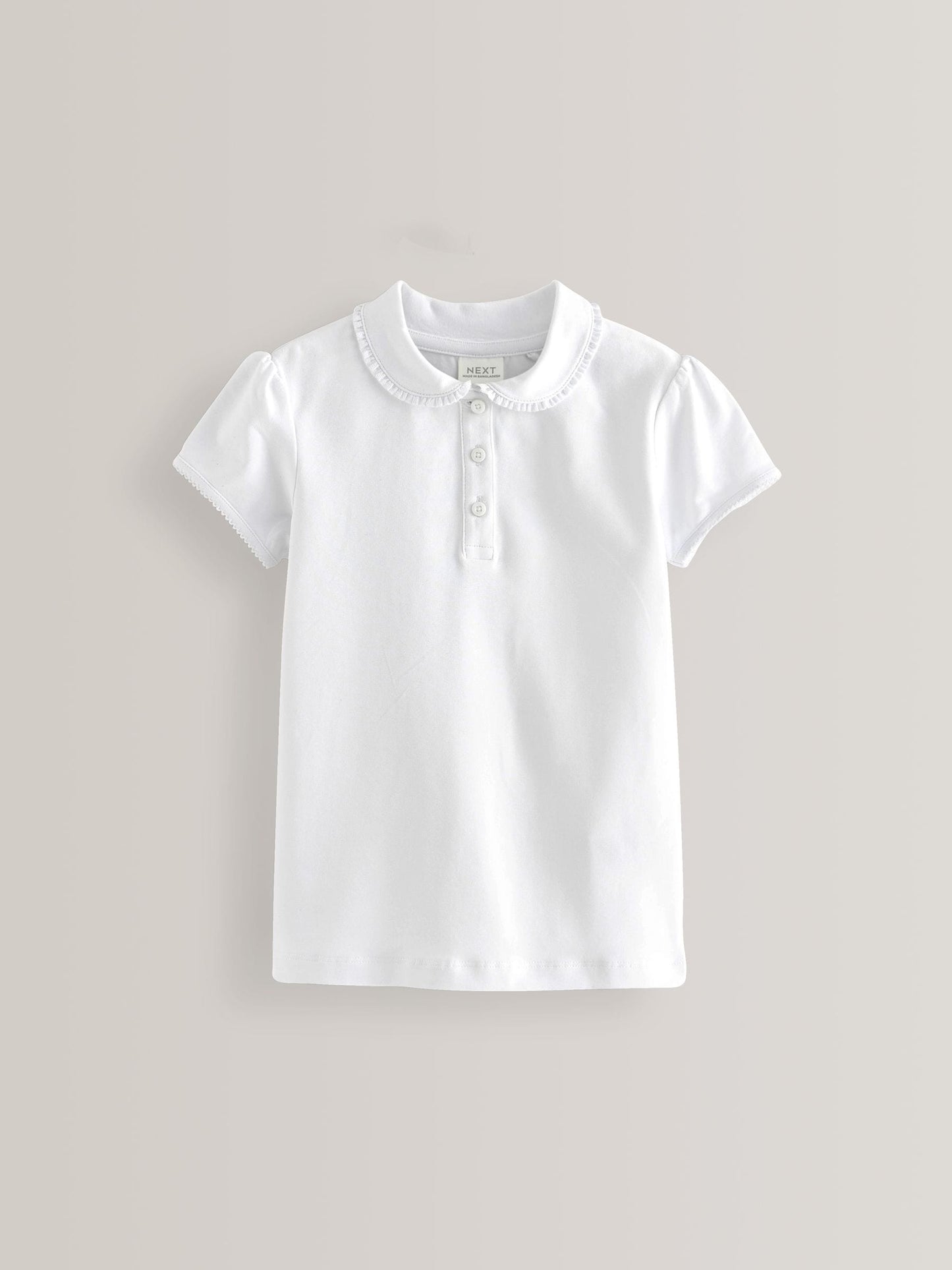 Dsiney Kidz - White Girls Cotton Stretch Frill Collar School Polo Tops 2 Pack (3-16yrs) image 6