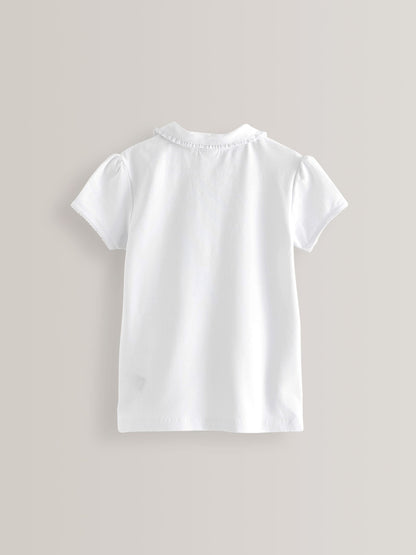 Dsiney Kidz - White Girls Cotton Stretch Frill Collar School Polo Tops 2 Pack (3-16yrs) image 7