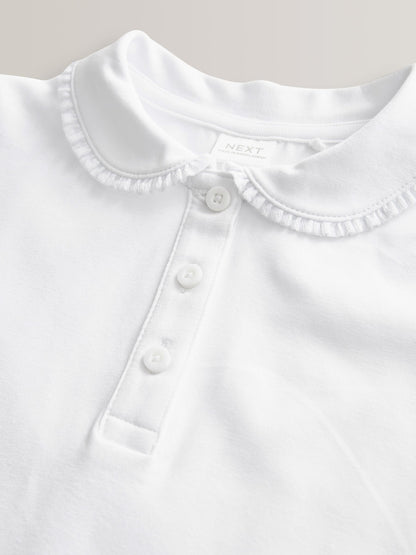 Dsiney Kidz - White Girls Cotton Stretch Frill Collar School Polo Tops 2 Pack (3-16yrs) image 8