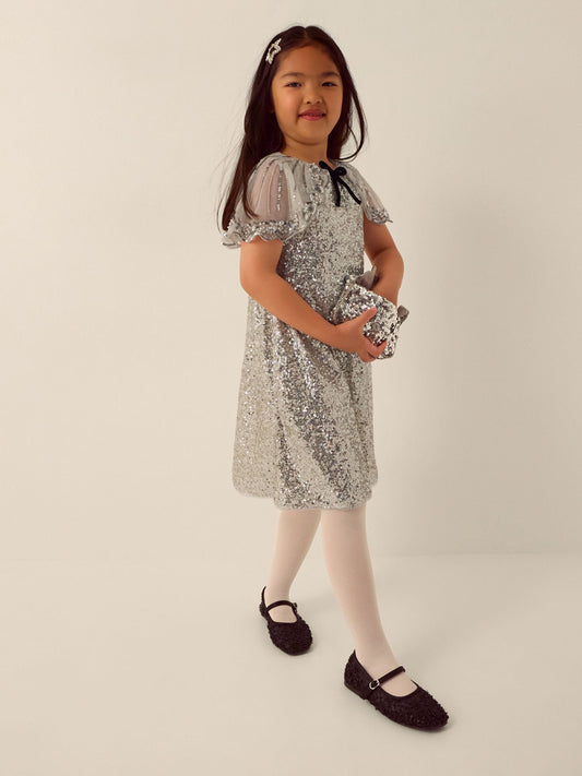 Monsoon Silver x Queens of Archive Cape Sleeve Sequin Party Dress - image 1