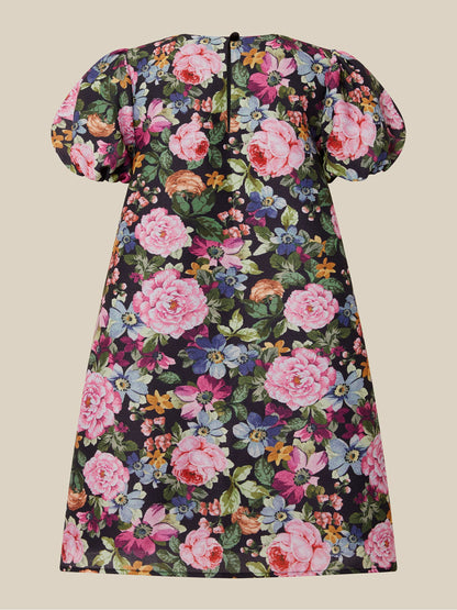 Monsoon Black x Queens of Archive Edie Velvet Bow Floral Print Party Dress - image 4