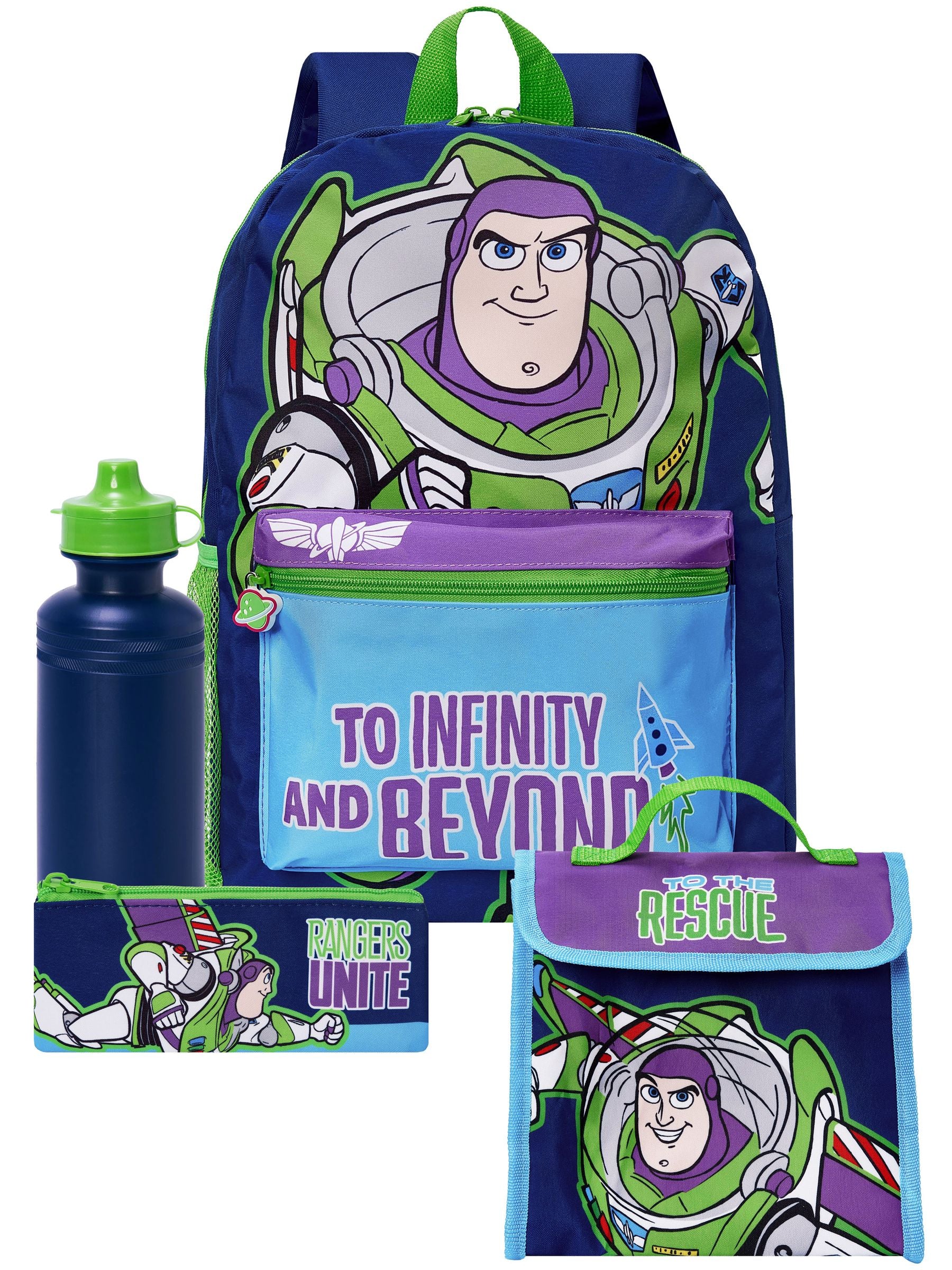 Character Blue Disney Toy Story Buzz Lightyear Backpack, Lunchbag, Water Bottle And Pencil Case Set 4 Piece image 1