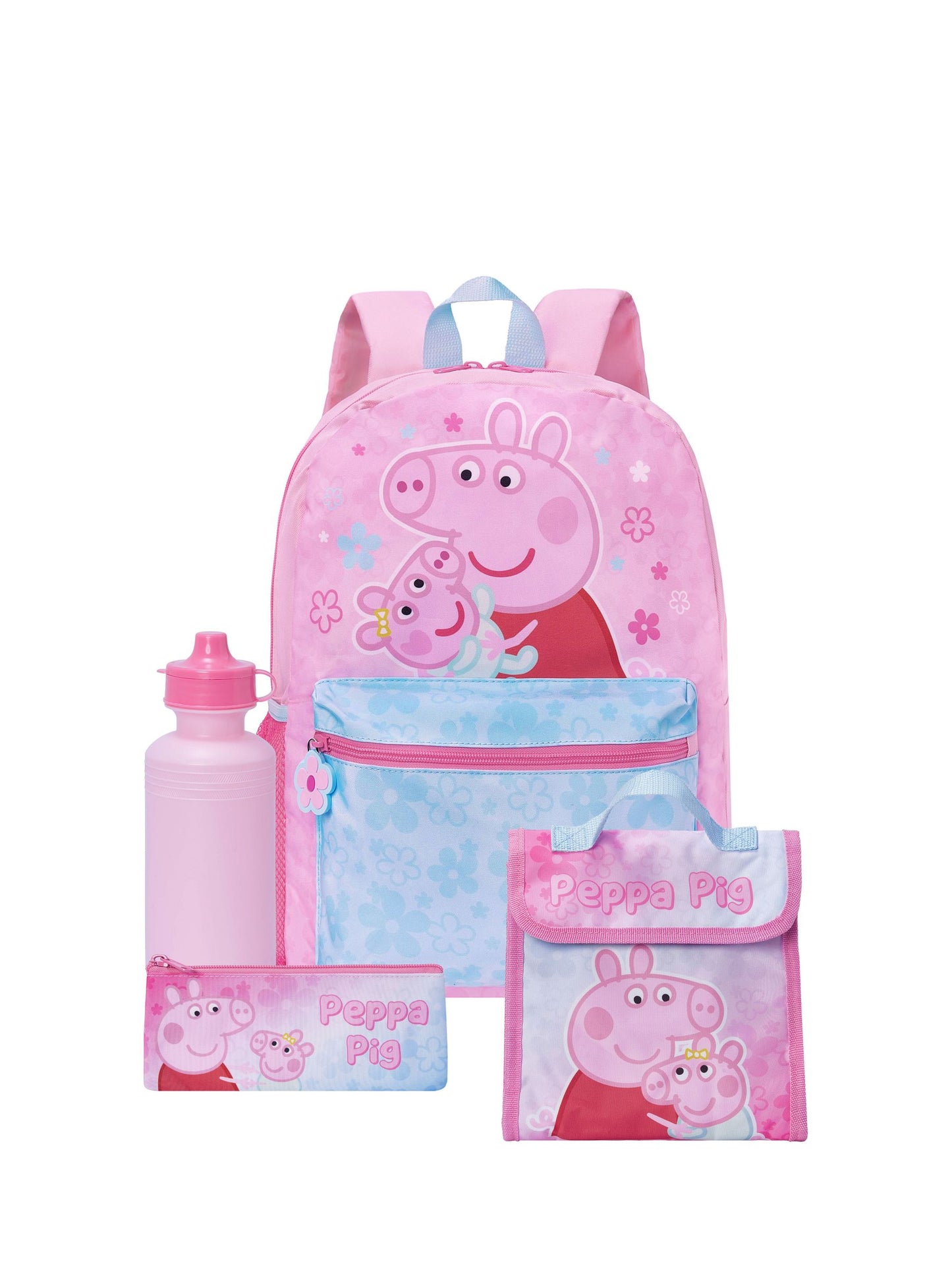 Character Pink Peppa Pig Backpack, Lunchbag, Water Bottle And Pencil Case Set 4 Piece image 1