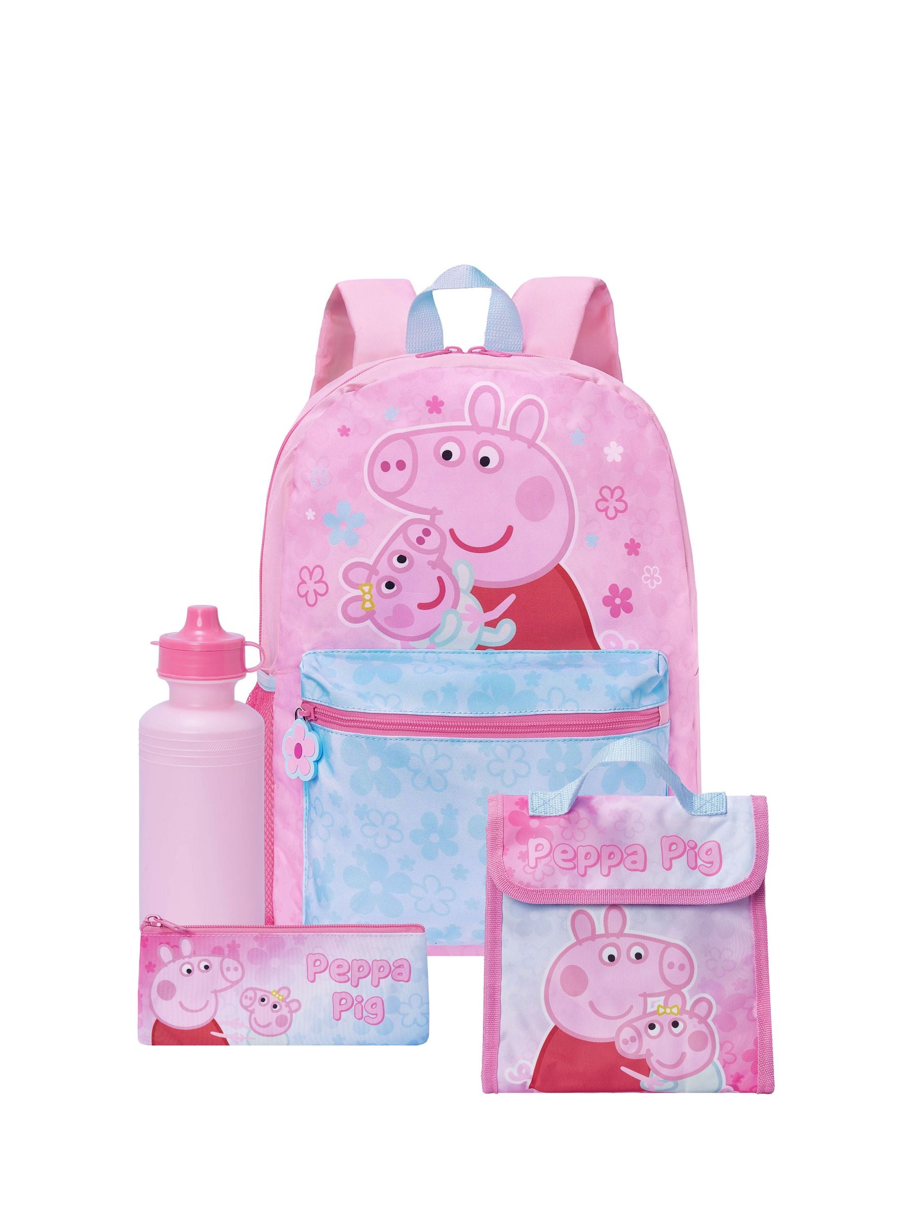Character Pink Peppa Pig Backpack, Lunchbag, Water Bottle And Pencil Case Set 4 Piece image 1