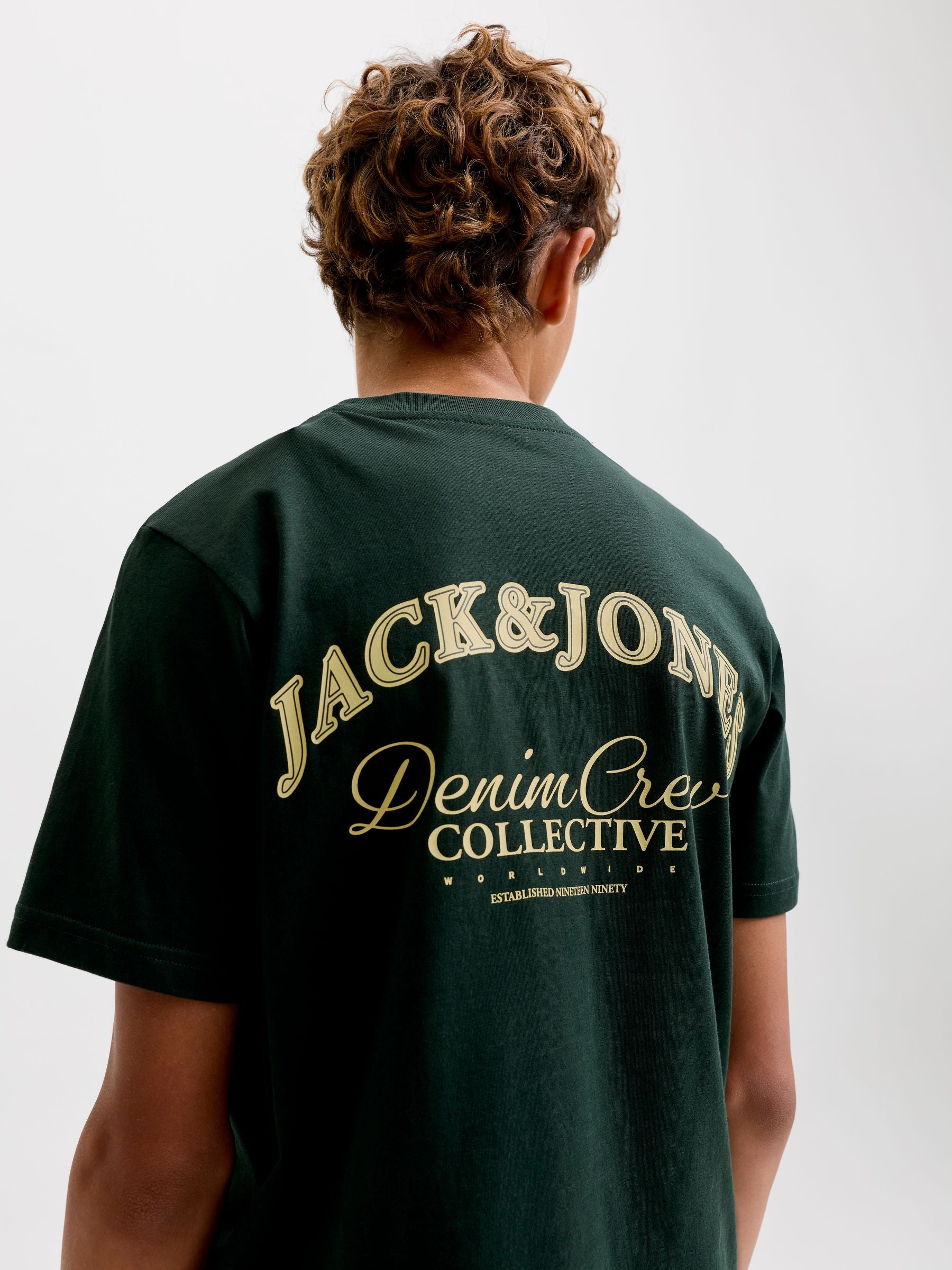Dsiney Kidz - JACK & JONES JUNIOR Dark Green Logo Back Print T-Shirt image 1