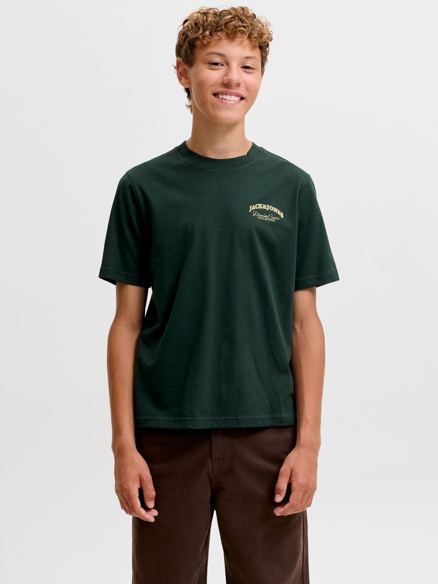 Dsiney Kidz - JACK & JONES JUNIOR Dark Green Logo Back Print T-Shirt image 2