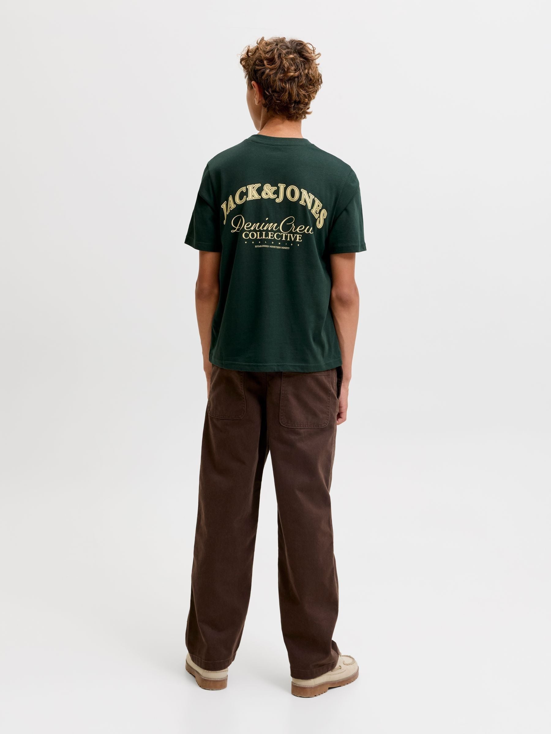 Dsiney Kidz - JACK & JONES JUNIOR Dark Green Logo Back Print T-Shirt image 3