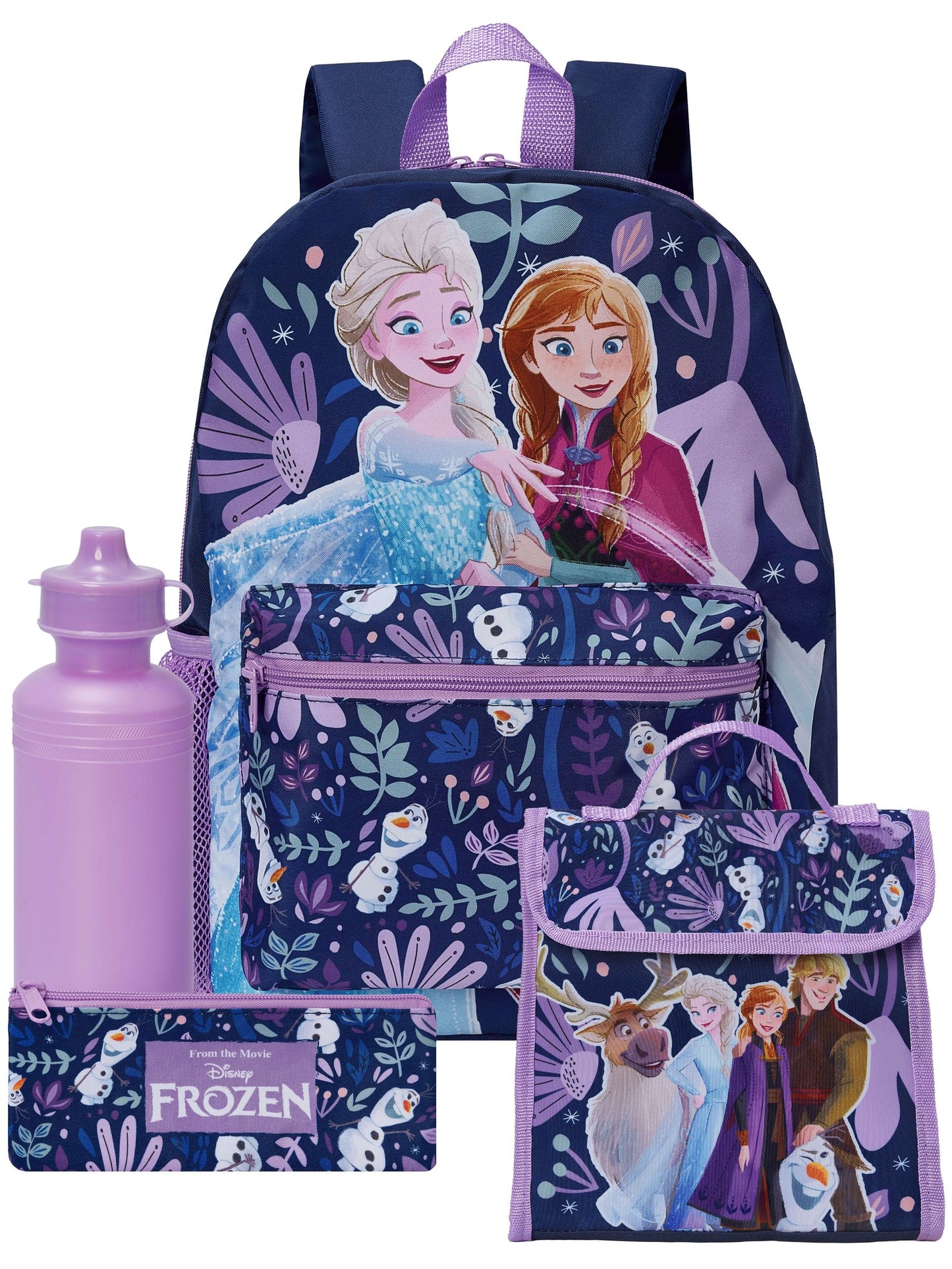 Character Blue Disney Frozen Backpack, Lunchbag, Water Bottle And Pencil Case Set 4 Piece image 1