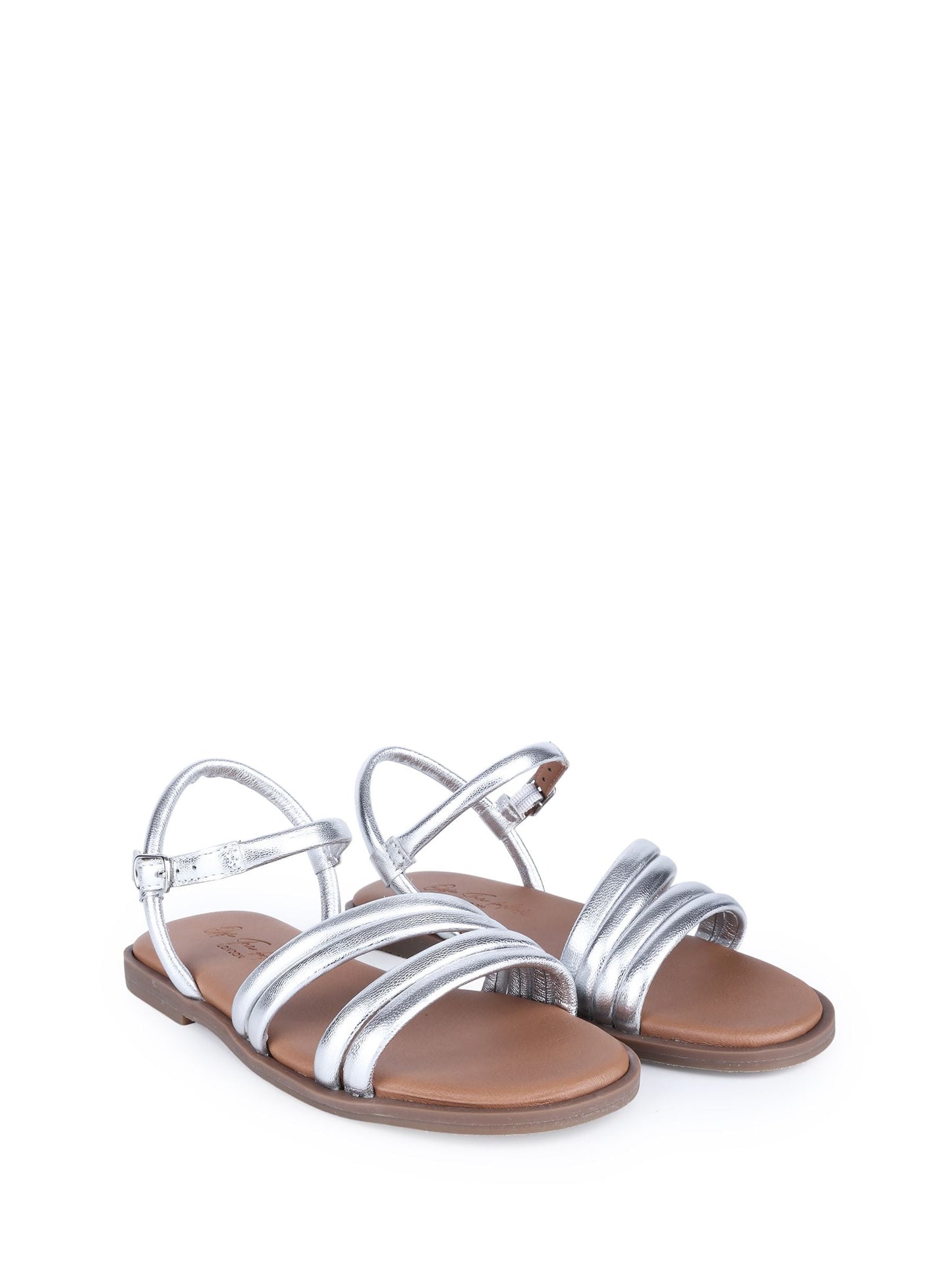 Off The Hook Silver Seraphina Strappy Leather Flat Sandals image 1