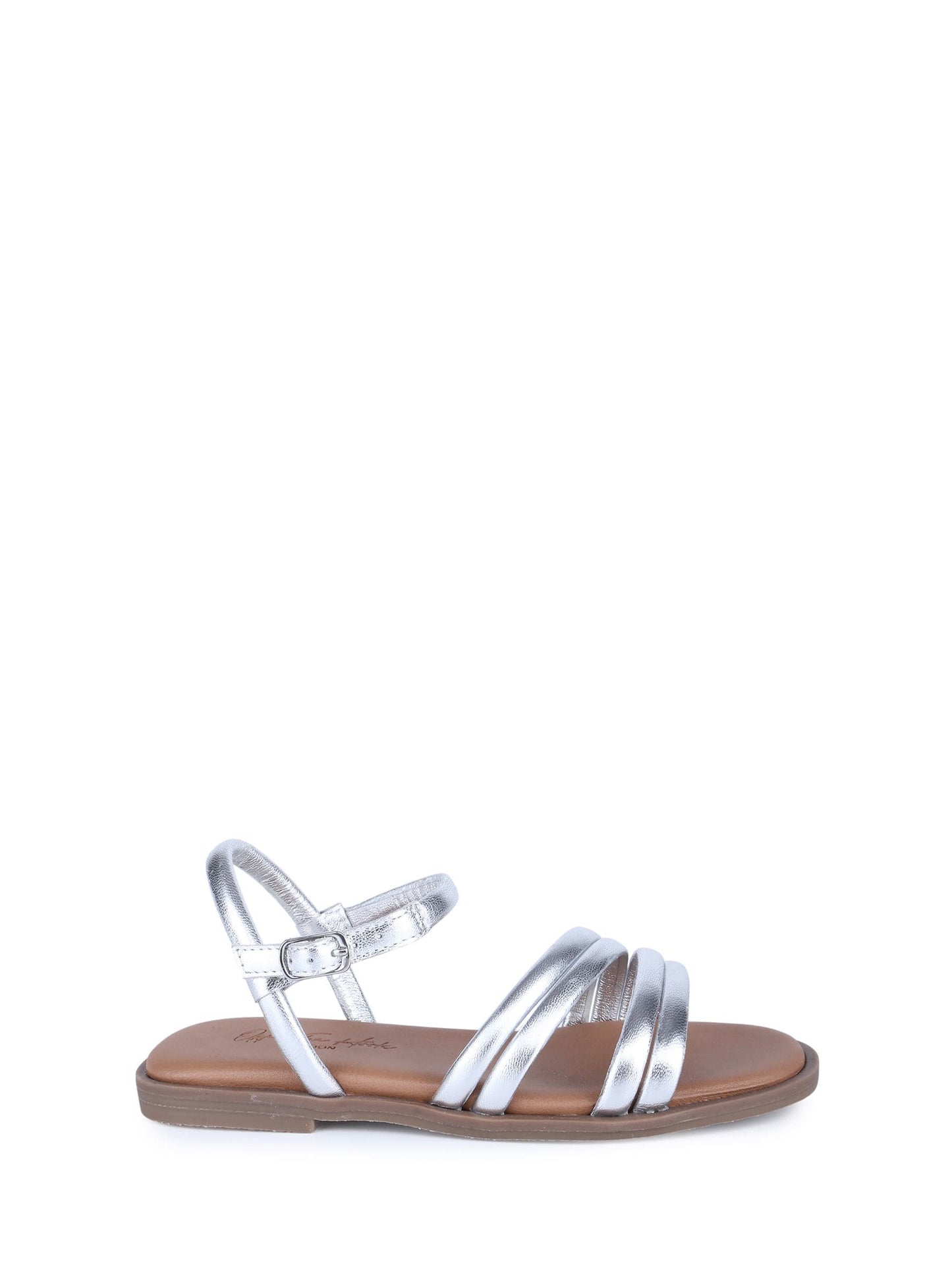 Off The Hook Silver Seraphina Strappy Leather Flat Sandals image 2