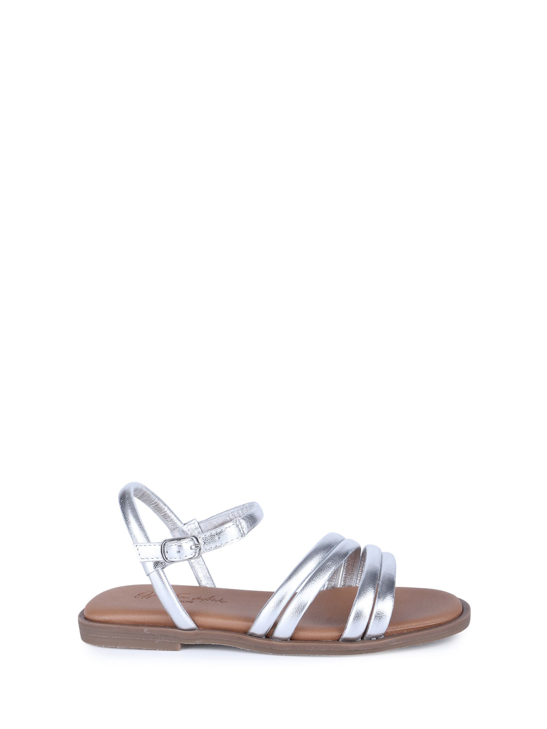 Off The Hook Silver Seraphina Strappy Leather Flat Sandals image 2