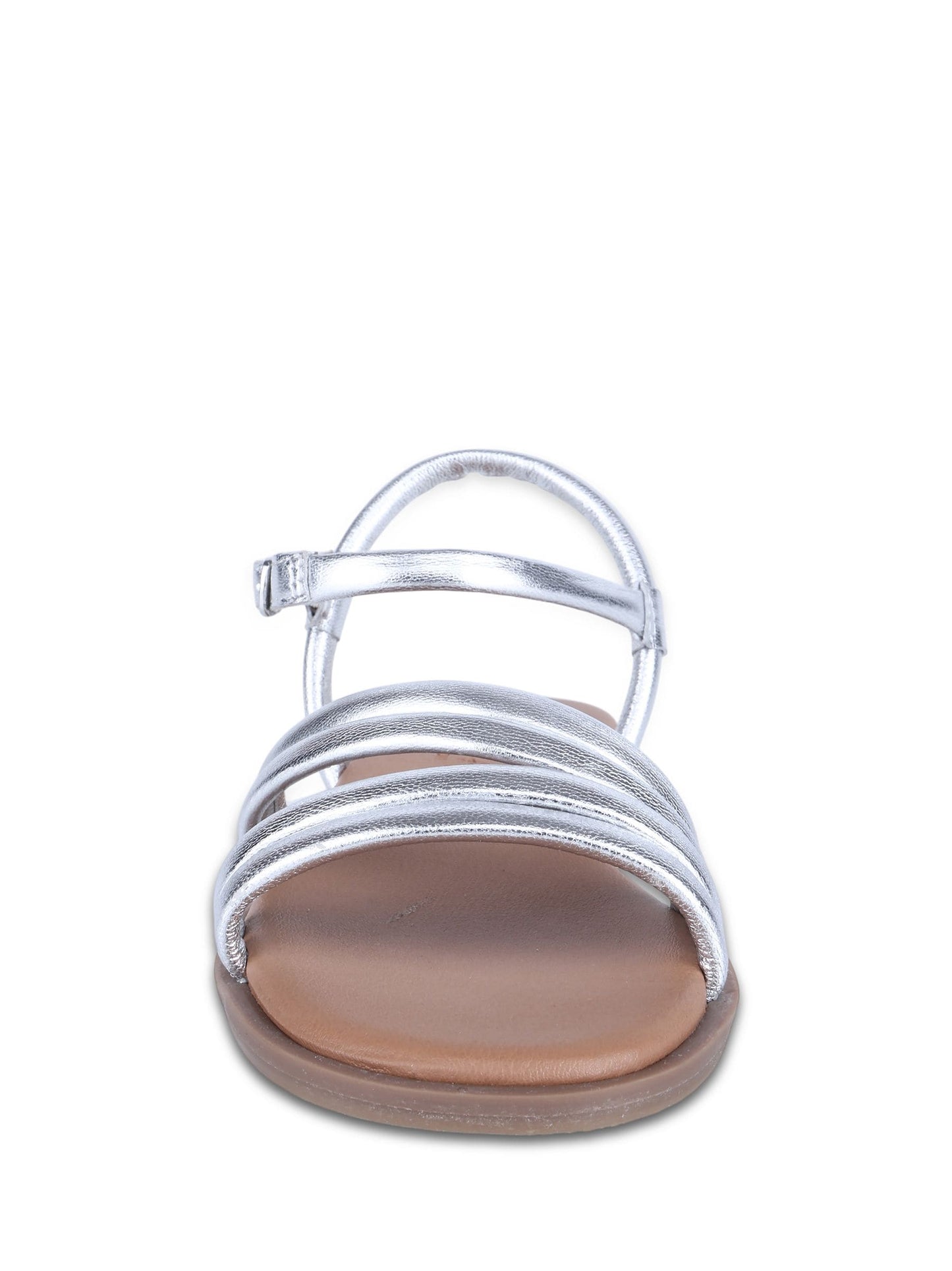 Off The Hook Silver Seraphina Strappy Leather Flat Sandals image 4