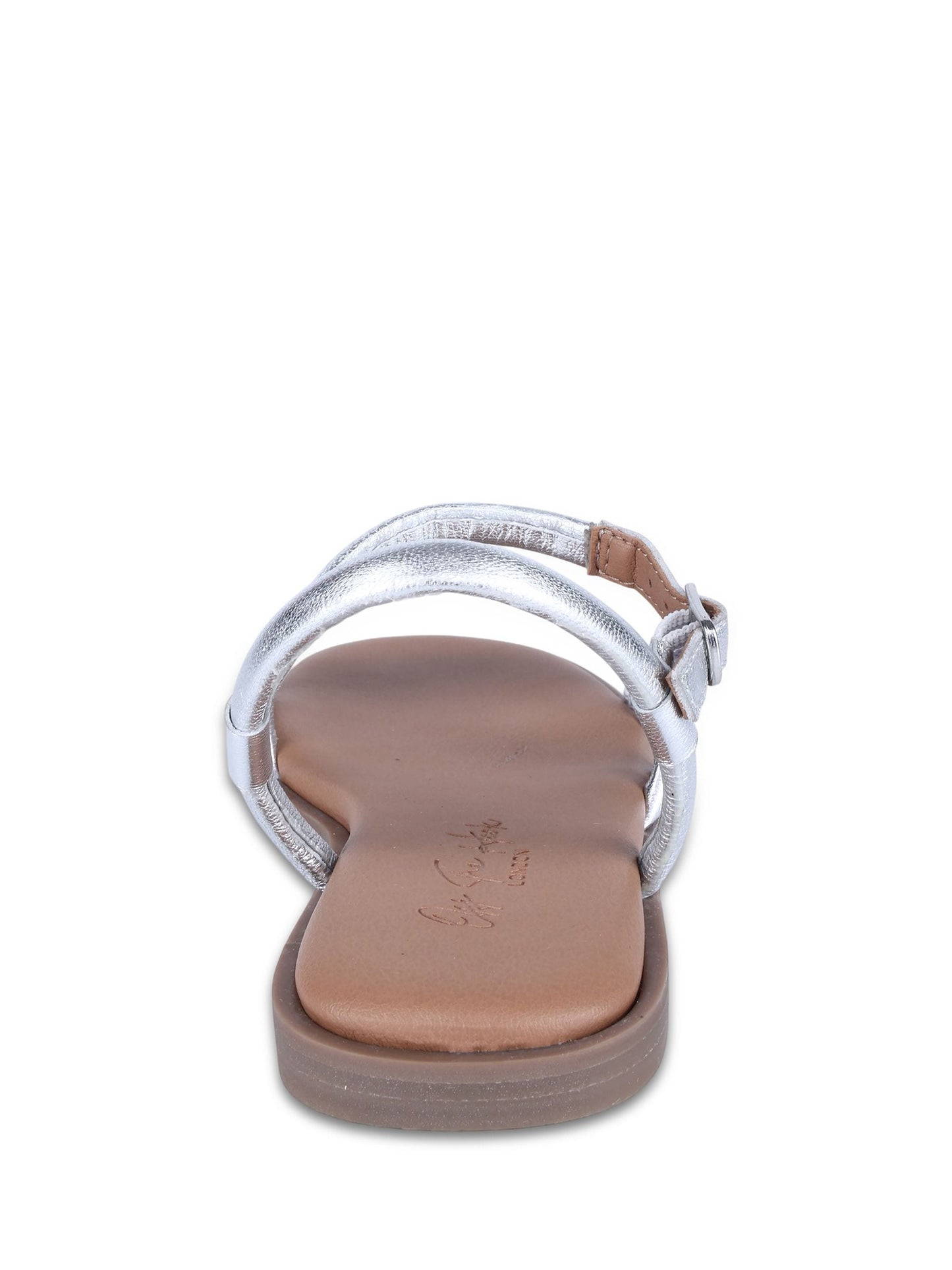 Off The Hook Silver Seraphina Strappy Leather Flat Sandals image 5