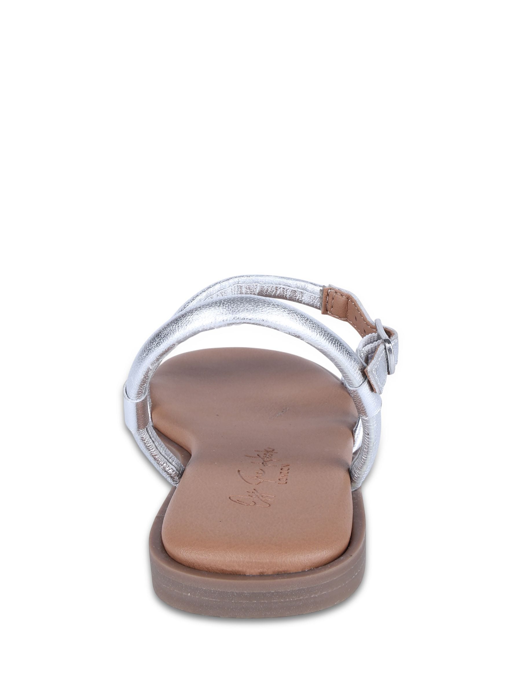 Off The Hook Silver Seraphina Strappy Leather Flat Sandals image 5