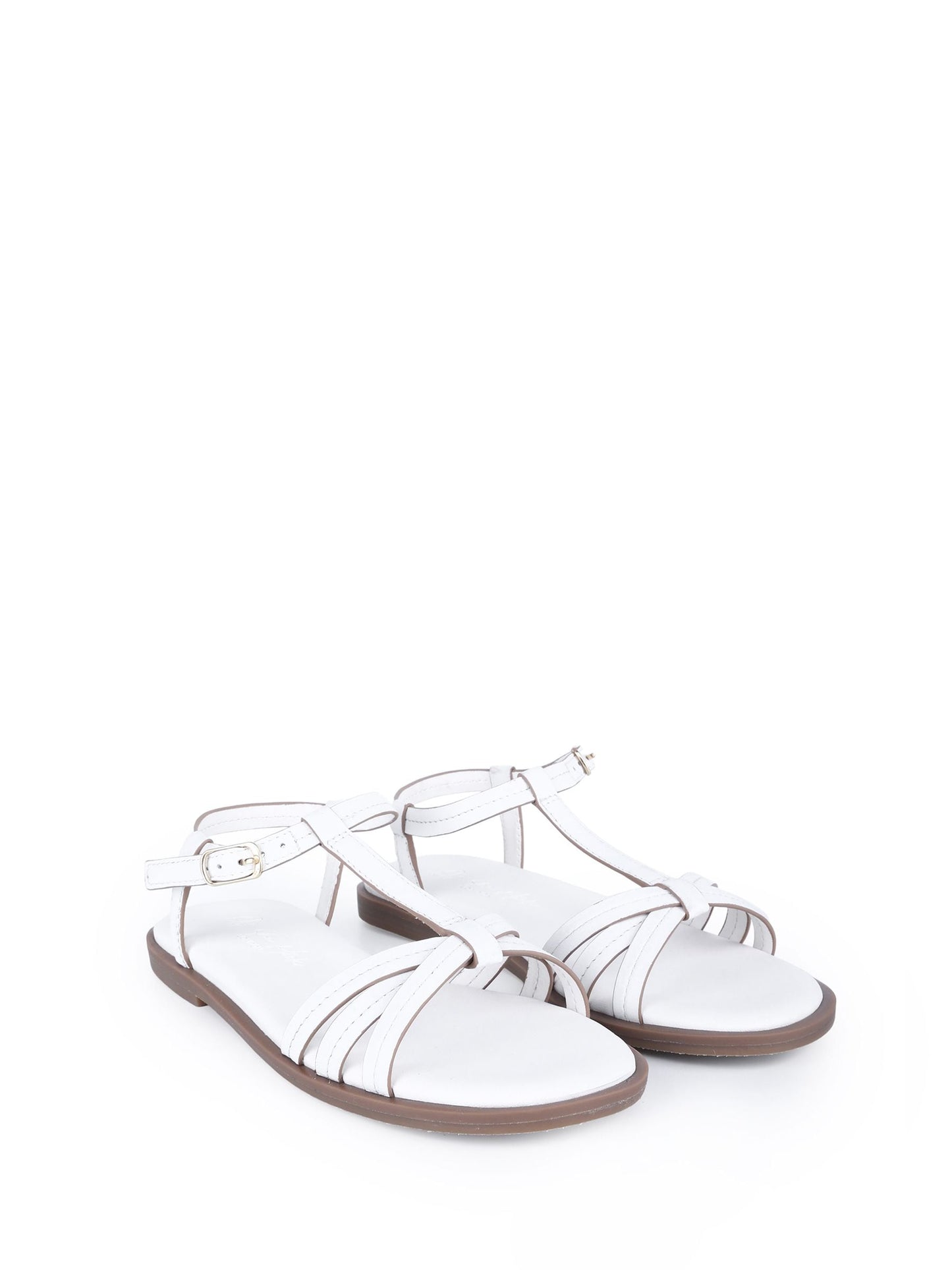 Off The Hook White Auora Strappy Flat Leather Sandals image 1