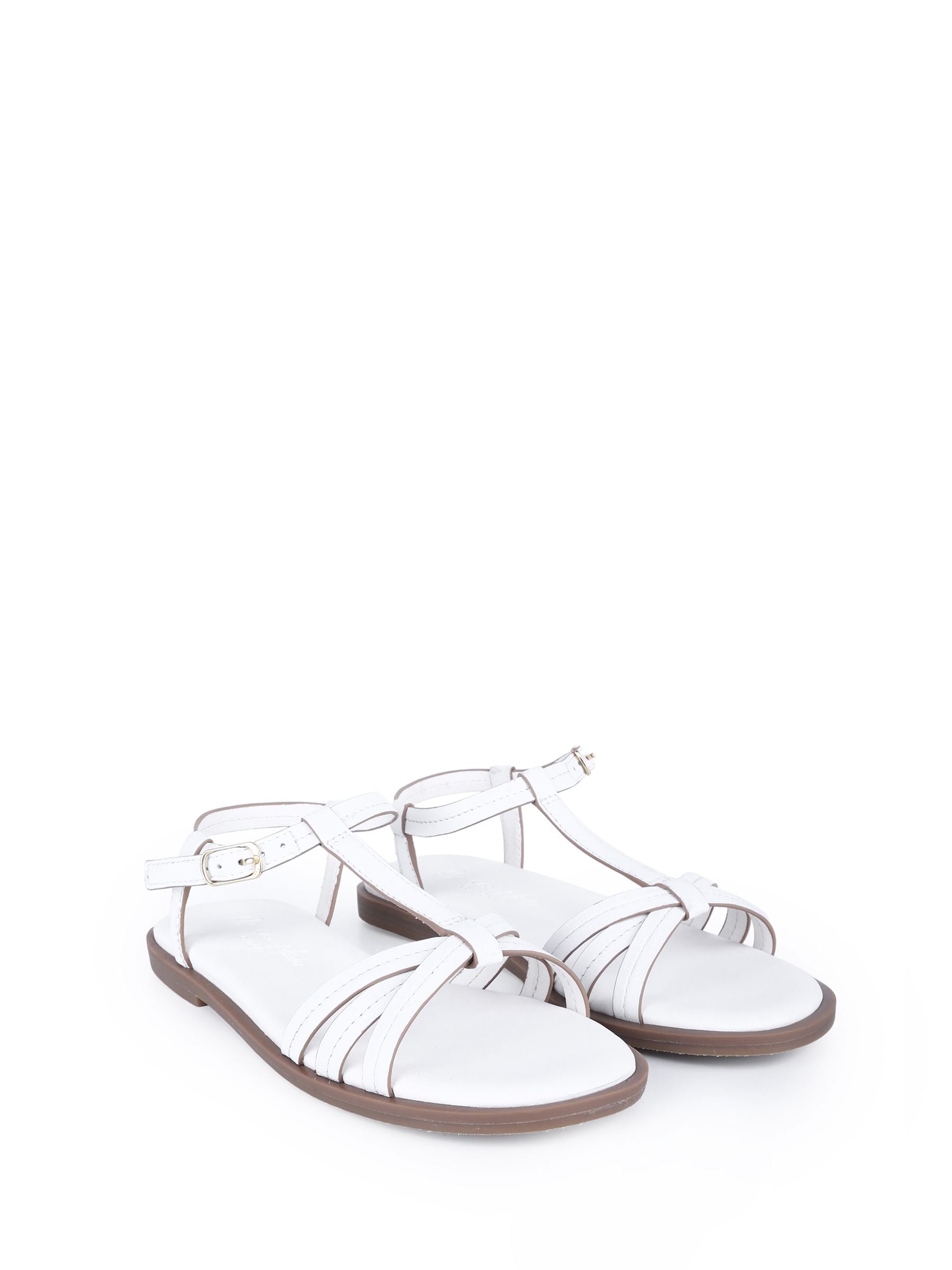 Off The Hook White Auora Strappy Flat Leather Sandals image 1