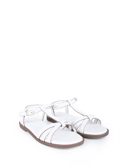 Off The Hook White Auora Strappy Flat Leather Sandals image 1