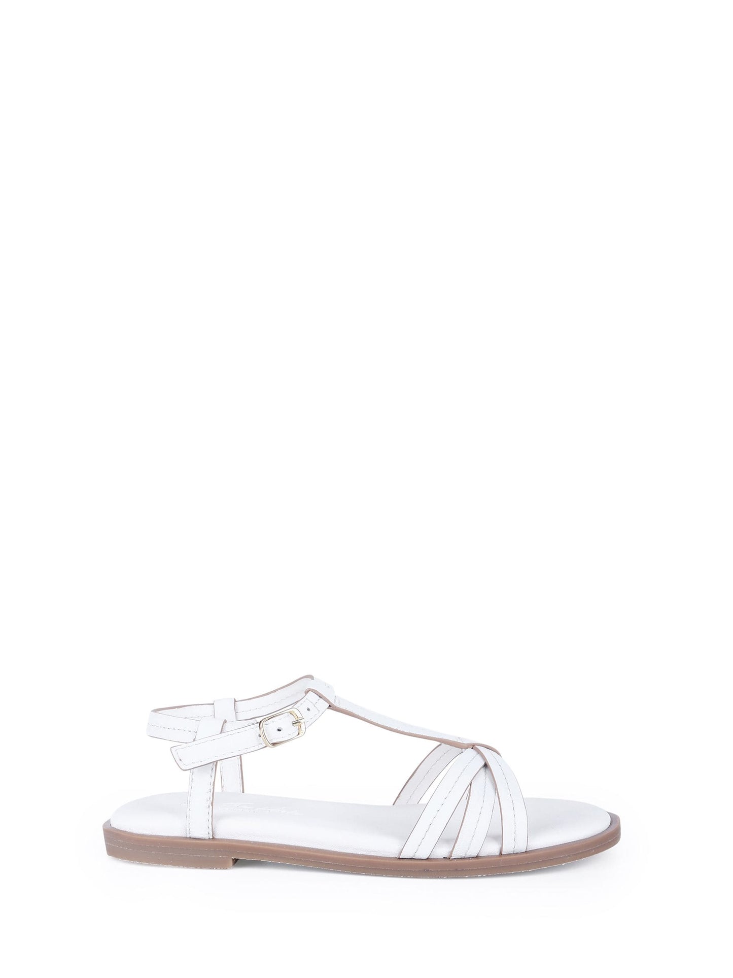 Off The Hook White Auora Strappy Flat Leather Sandals image 2