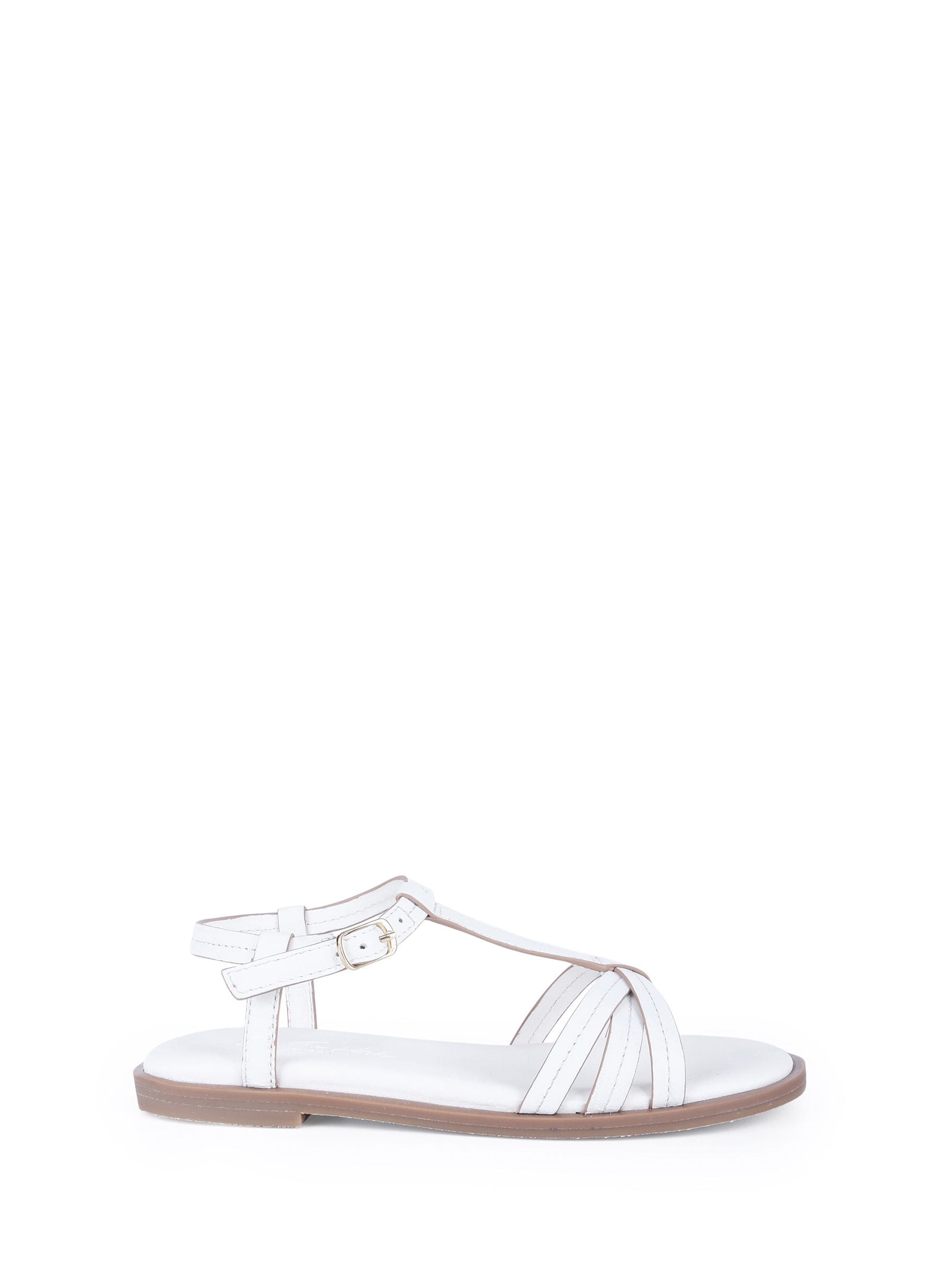 Off The Hook White Auora Strappy Flat Leather Sandals image 2