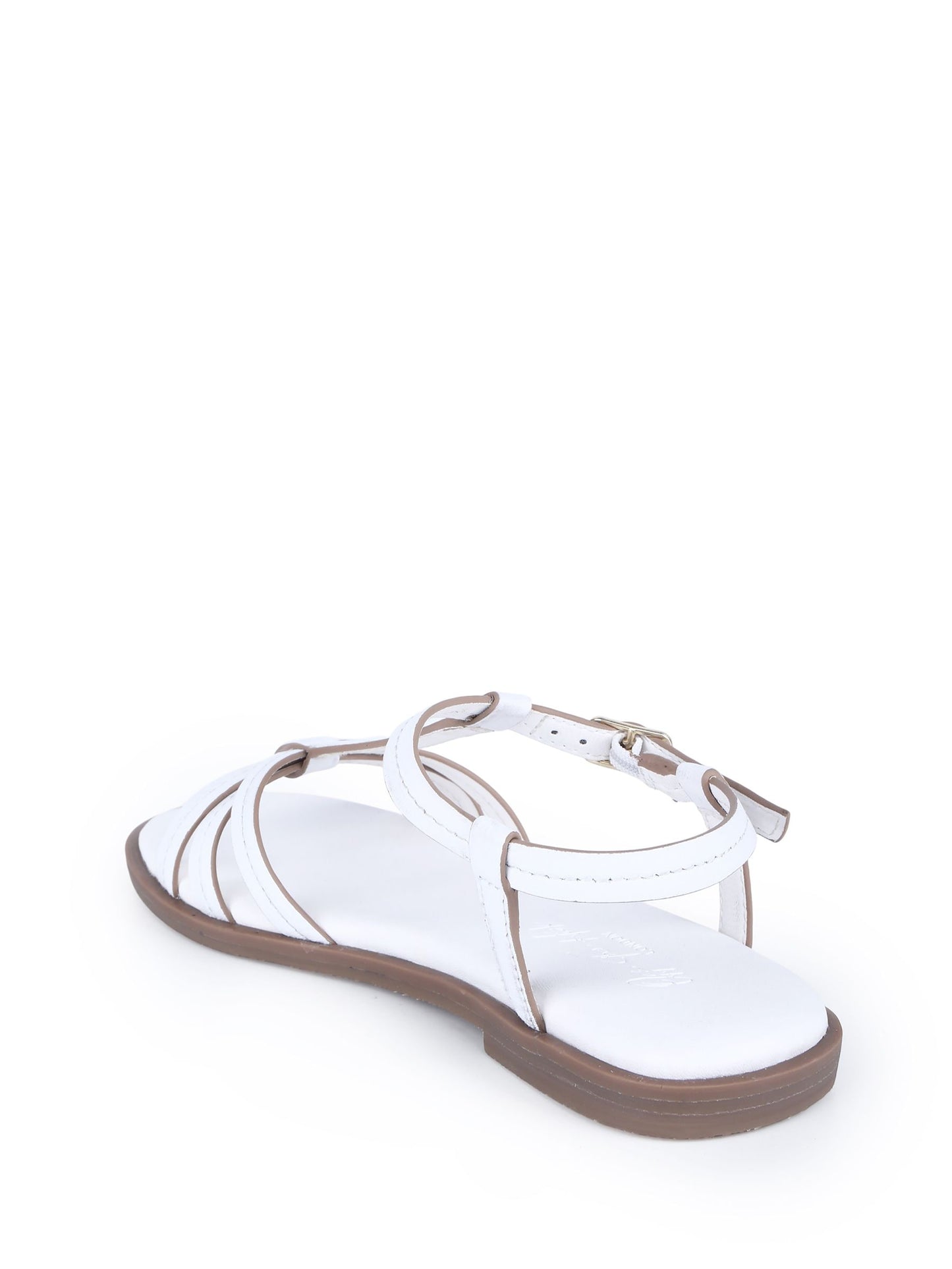 Off The Hook White Auora Strappy Flat Leather Sandals image 3