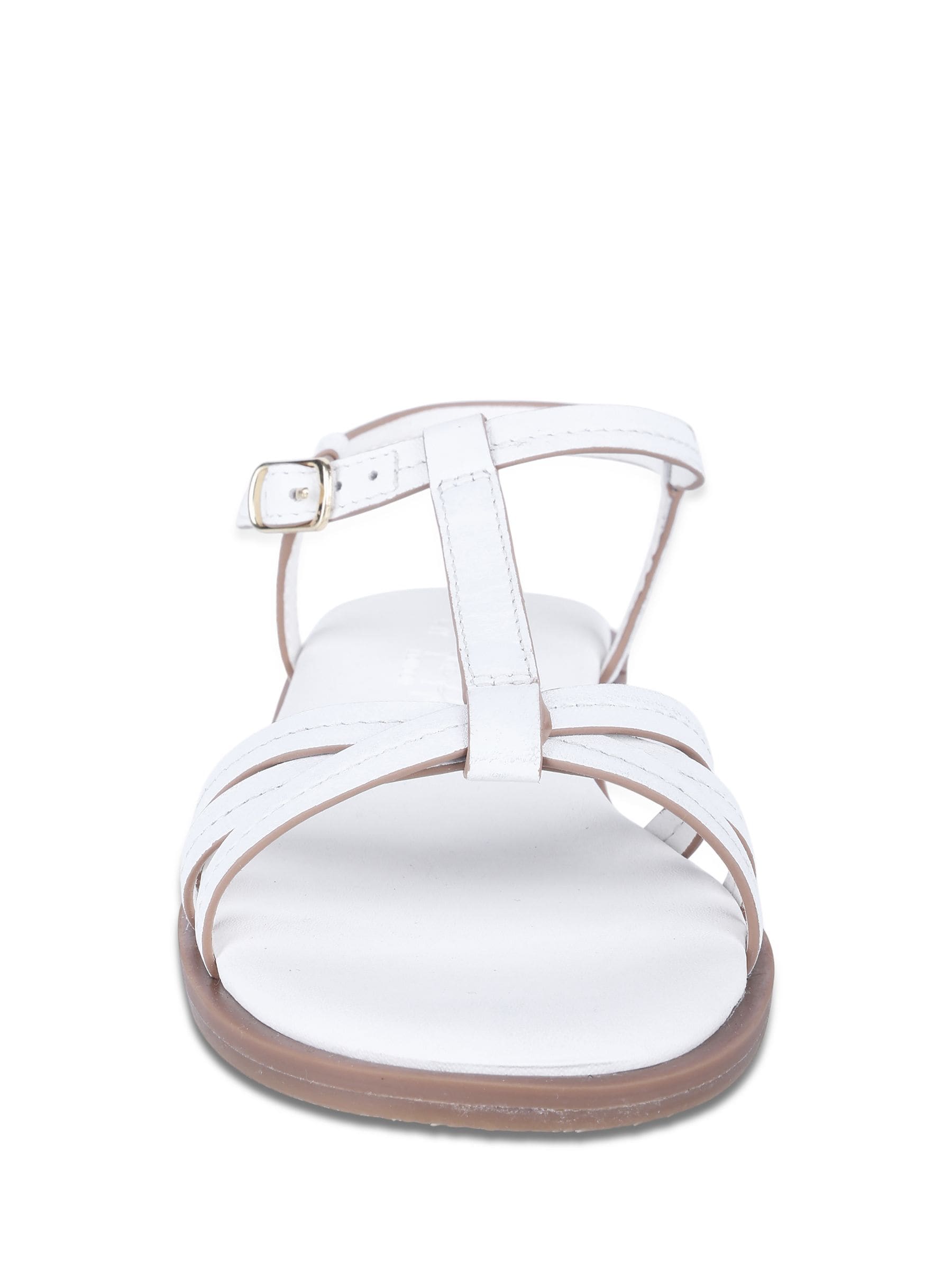 Off The Hook White Auora Strappy Flat Leather Sandals image 4