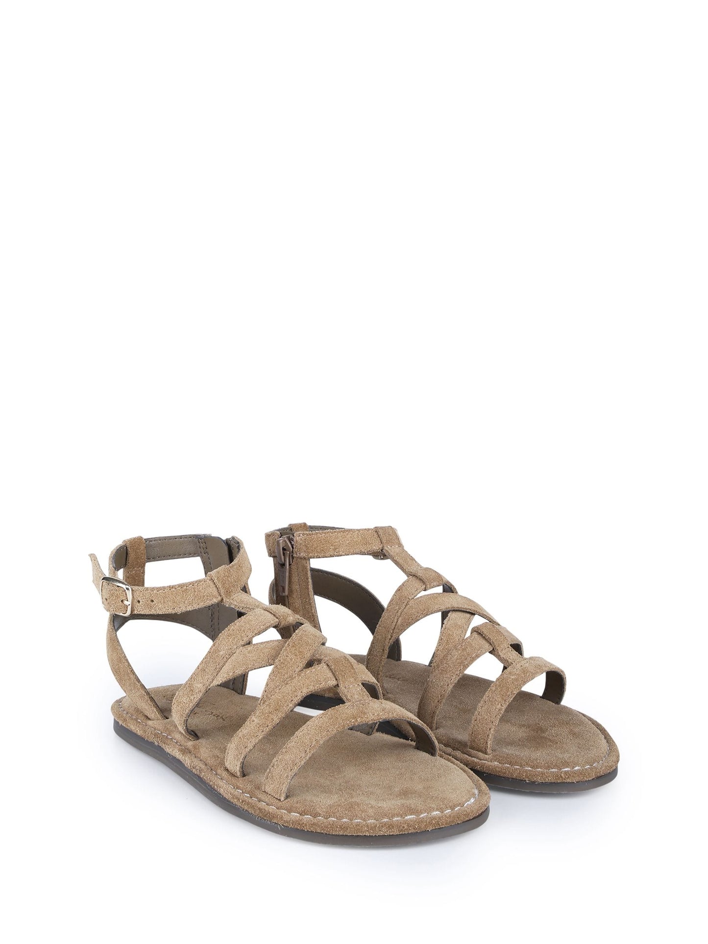 Off The Hook Brown Gabriella Strappy Flat Leather Sandals image 1
